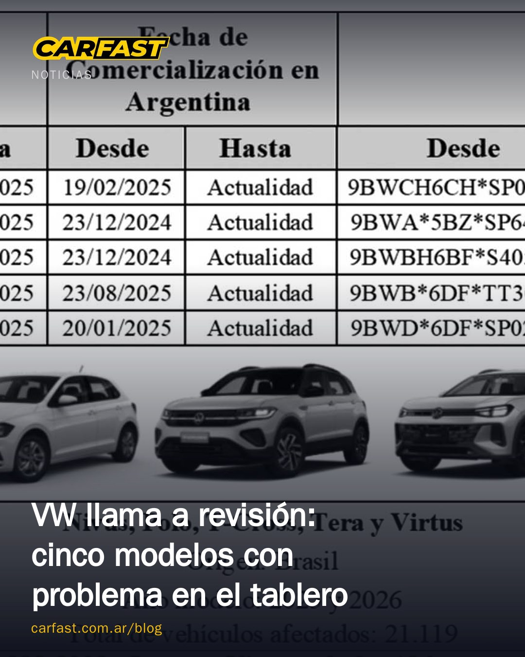VW llama a revisión: cinco modelos con problema en el tablero